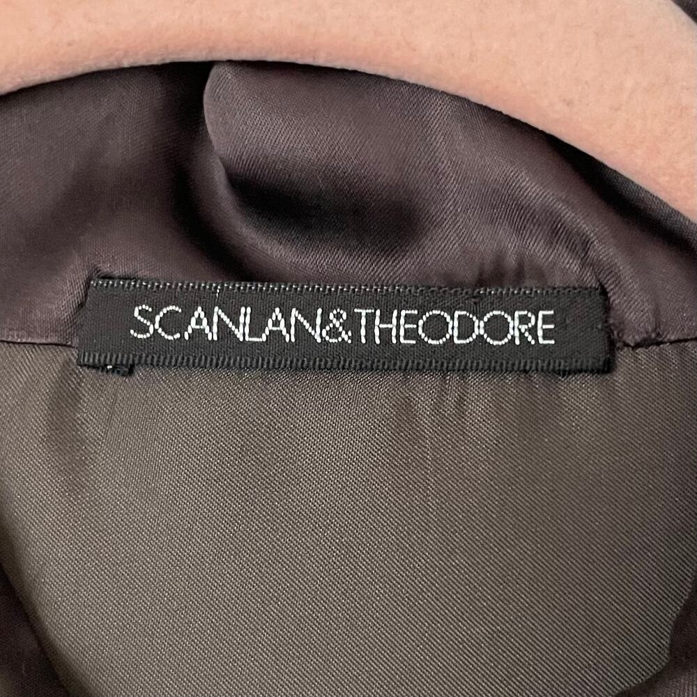 Scanlan Theodore Dress Womens Medium Brown Satin Mini Quiet Luxury Minimalist - Picture 10 of 14